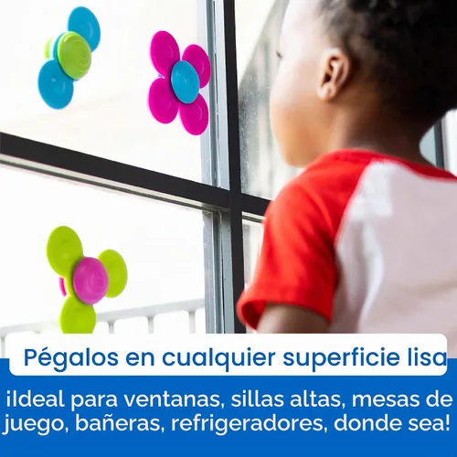 Vista 2 de Fat Brain Toys Whirly Squigz, giradores de silicona y juguetes de succión para niños de 10 meses en adelante