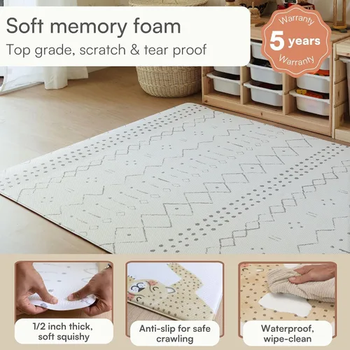 Vista 4 de Lillefolk Tapete reversible de juego para bebés, grande de 6.9 x 4.6 pies, tapete de espuma para bebés y niños pequeños, elegante alfombra no tóxica