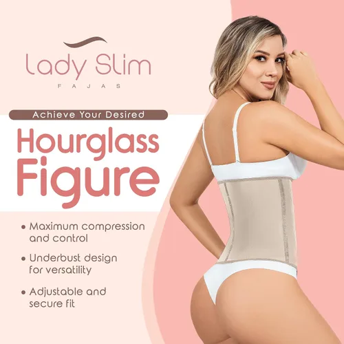 Vista 5 de Lady Slim Fajas colombianas reductoras Y Moldeadoras para mujer debajo del busto látex entrenador de cintura de reloj de arena moldeador de cuerpo