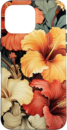 Vista 19 de Hawaiian Tropical Design Yellow Red Hibiscus Plumeria Case for iPhone 17