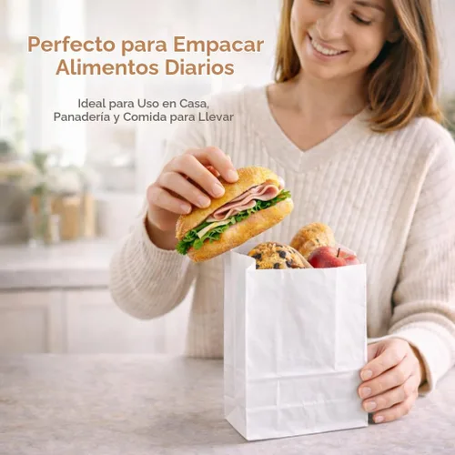 Vista 8 de Perfect Stix Bolsas de Papel Kraft Blanco de 4lb - 5" de Ancho x 9 3/4" de Alto con Fuelle de 3 1/8". Paquete de 100ct (Bolsa Kraft Blanca 4-100)