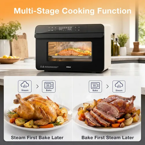 Vista 7 de ROBAM Horno de vapor de convección de encimera 23QT, combo de horno Verde