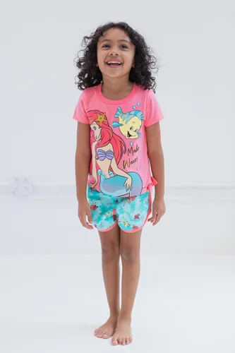 Vista 2 de Disney Frozen Moana Princess Tiana - Conjunto de camiseta con peplum floral y pantalones cortos de felpa francesa para niños pequeños a grandes