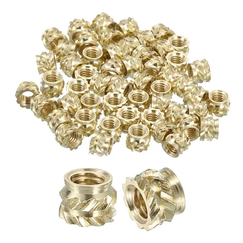 Vista 10 de uxcell Tuercas de inserción moleteadas, 100 piezas M1 x 1.5mm L x 2mm DE 3D Impresión de latón Tuercas de inserción roscadas hembras Insertos