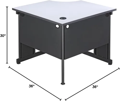 Vista 2 de Global Industrial Escritorio esquinero de 36 pulgadas de ancho, parte superior con acabado gris