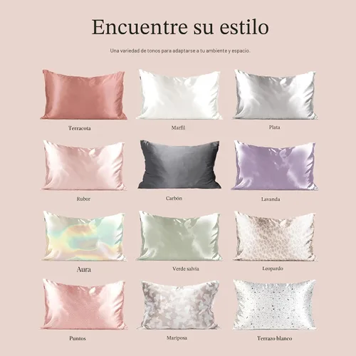 Vista 9 de Kitsch Funda de almohada de satén con cremallera, tamaño estándar, Aura
