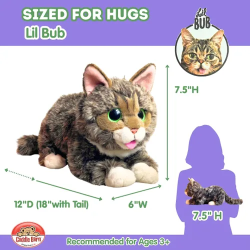 Vista 2 de Cuddle Barn - Lil BUB Peluche de gatito suave y adorable, juguete de animal de peluche, 10 pulgadas
