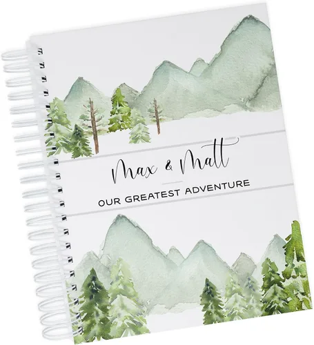 Vista 10 de Personalized Twin Baby Memory Book - Hardcover First Year Album Customized with Babies’ Names - Prompted Baby Journal (Blue Mountains)