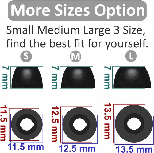 Vista 3 de 6 pares de almohadillas de espuma viscoelástica para Galaxy Buds 2 Pro, S/M/L que reducen el ruido, antideslizantes, sin dolor de silicona, ajuste