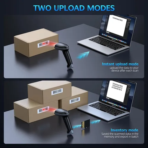 Vista 6 de TEEMI TMSL-55CR Bluetooth 1D/2D escáner de código de barras con base USB Intercambio de batería sin herramientas, BT 5.0, rango de 328 pies, iOS