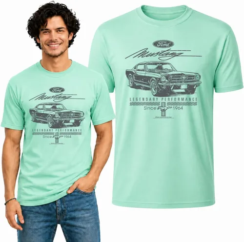 Vista 14 de Wild Bobby Ford Mustang Shirt Legendary Performance Est 1964 Men's T-Shirt Gris jaspeado/Mustang