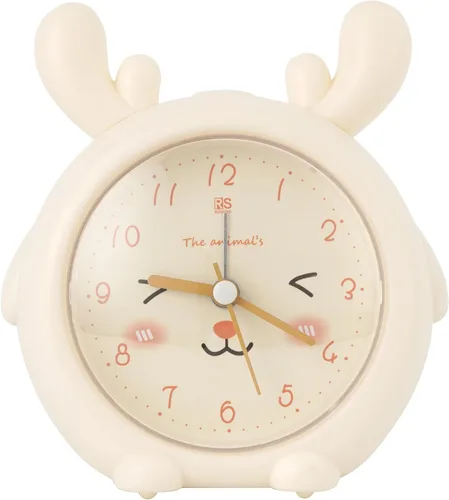 Vista 13 de Reloj despertador de silicona silencioso sin tictac para niños, con diseño de animal, para viajes, con luz nocturna (A- conejo blanco)