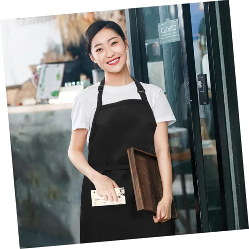 Vista 6 de GLEAVI Delantal de trabajo con bolsillos de correas para cocinar, hornear y pintar, diseño unisex para hombres y mujeres.
