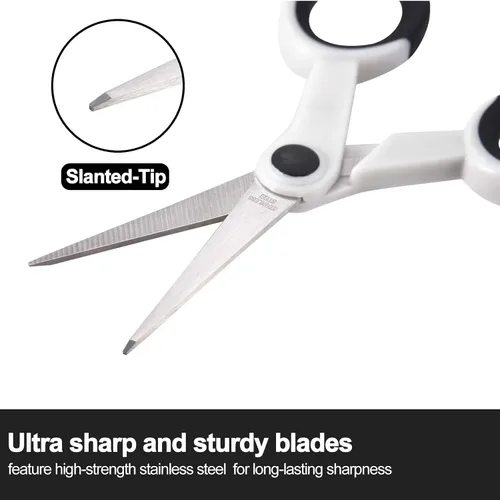Vista 3 de SCAIKTIG Tijeras de detalle de 5 pulgadas con punta inclinada, pequeñas tijeras de bordado multiusos para coser, tela, corte de papel, blanco