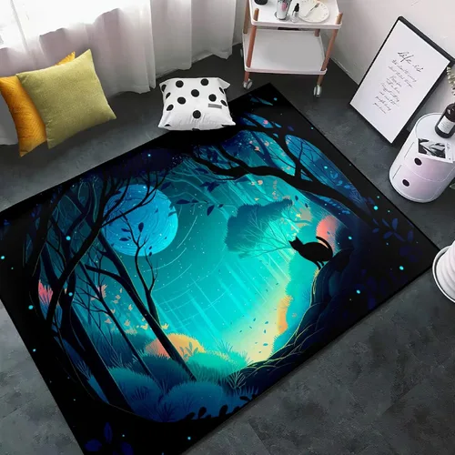Vista 24 de Alfombra de gato para habitación de niñas, diseño de dibujos animados, decoración para dormitorio, bonita alfombra de área de gatos, alfombras