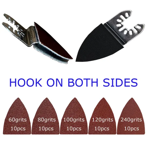 Vista 2 de XXGO 52 piezas de dedo oscilantes multi herramienta almohadillas de lijado accesorios kits XG3052 Gancho en ambos lados, lo mejor para lijar