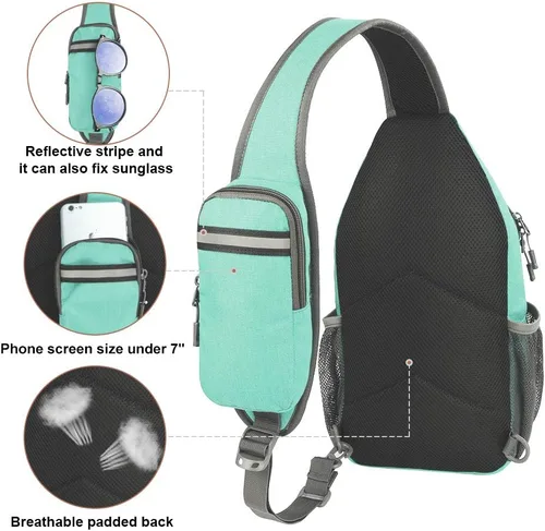 Vista 141 de Waterfly - Mochila cruzada tipo bandolera para viajes y caminatas, bolsa de pecho, Gris, talla única