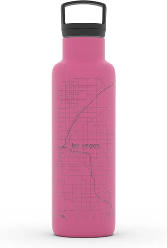 Vista 25 de Well Told Botella de agua aislada con mapa de Washington DC grabado, botella de acero inoxidable grabada (21 onzas, blanco) botella aislada de mapa