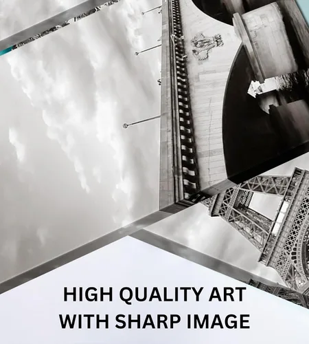 Vista 4 de París - Lienzo decorativo para pared, juego de 2 piezas, impresiones decorativas de varios paneles divididos, imagen de la torre Eiffel en blanco