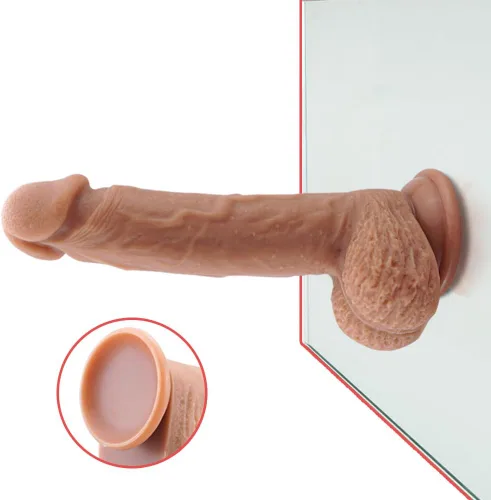 Vista 7 de Consolador realista de silicona de 9 pulgadas, consoladores grandes suaves para mujeres con ventosa fuerte para manos libres, juguete sexual