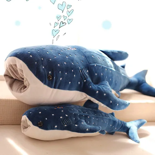 Vista 3 de Peluche de animal de tiburón ballena de peluche, cojín de felpa suave para sofá, cojín de espalda, almohada para abrazar para niños y adultos