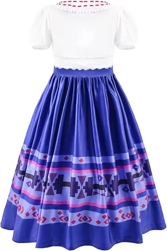 Vista 4 de keaiyouhuo Disfraz de Mirabel 3T-12T para cosplay, disfraz de Isabela Luisa Dolores, tía Pepa, vestido Madrigal para la familia Halloween