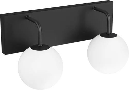 Vista 9 de Tipace Lámpara de tocador negra, 2 luces modernas sobre espejo con globo blanco leche blanca para baño (excluye bombilla)