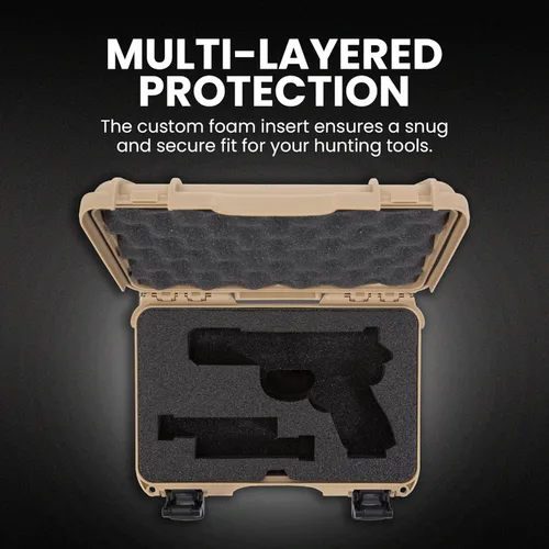 Vista 3 de NANUK Hard Case with Custom Foam Insert for Glock, IP67 Waterproof & Crushproof, Rugged Construction for Ultimate Protection, Made in Canada Canela