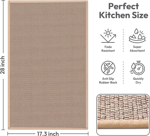 Vista 2 de Tapetes de cocina para piso, alfombra de cocina, antideslizante, lavable, absorbente para delante del fregadero, entrada, pasillo, tapete de puerta