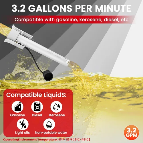 Vista 8 de anngrowy Bomba de transferencia de combustible alimentada por batería con parada automática, transferencia de bomba de lata de gas con 4