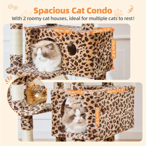 Vista 22 de Taoqimiao Árbol para gatos de 57.5 pulgadas, torre para gatos de interior para adultos, condominio extragrande para gatos, 8 postes rascadores