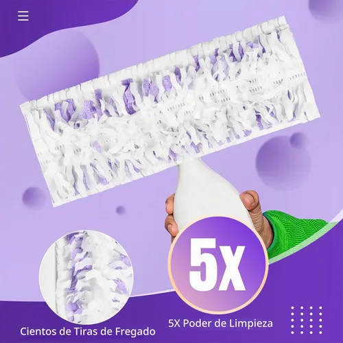 Vista 3 de Paquete de 24 almohadillas desechables para mopa multisuperficie Power Mop™ Tiras de fregado profundas, alta absorción, repuesto de limpieza