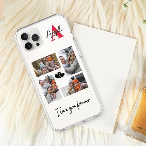 Vista 6 de Custom Personalized Phone Case for iPhone 17 16e 16 15 14 13 12 11 Pro Max Plus XR X SE 8 7 6, Soft TPU Anti-Drop Protective Case, for Couples