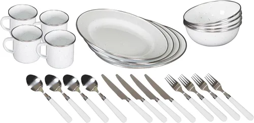 Vista 13 de Stansport Deluxe 24-Piece Enamel Tableware Set - Enamel Plates and Bowls Lightweight and Durable Camp Dish Set for Camping and Backpacking Plates