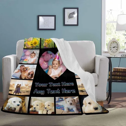 Vista 2 de Artsadd Manta personalizada con foto, mantas personalizadas para papá y abuelo, regalos del Día del Padre, manta conmemorativa para la familia