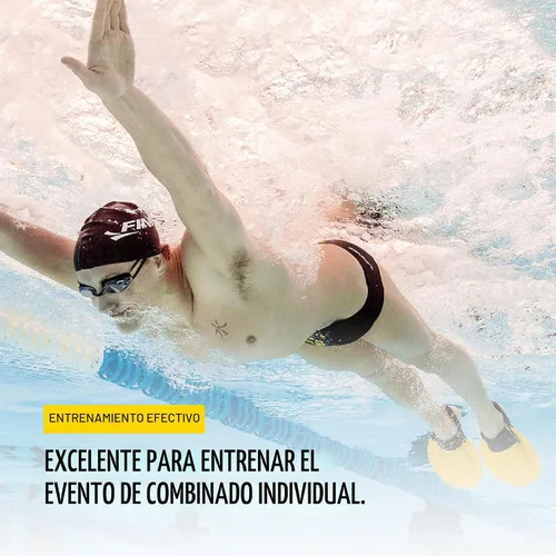 Vista 7 de FINIS Positive Drive - Aletas de natación para los cuatro tiempos, ajuste ergonómico, correa de talón ajustable, color amarillo/negro