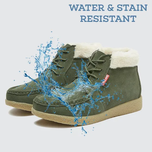 Vista 3 de TRULAND Botas de invierno para mujer Botas de tobillo con forro de piel de gamuza resistentes al agua