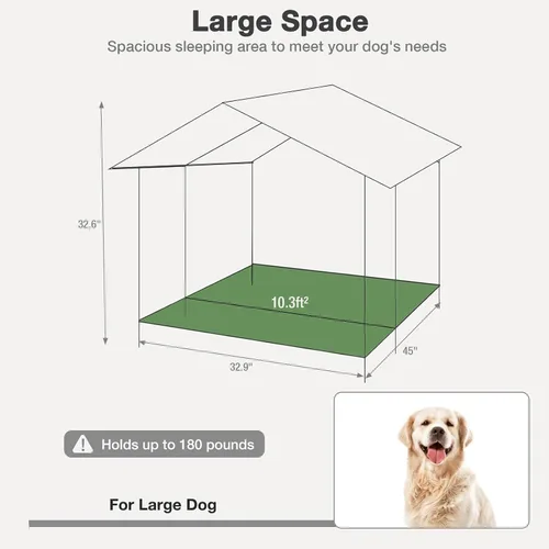 Vista 6 de Casa para perros climatizada al aire libre con almohadilla térmica resistente a la intemperie para perros con marco de hierro antimasticación