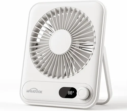 Vista 9 de WHATOOK Ventilador personal de escritorio pequeño: 5000 mAh 25 horas de batería de oficina, silencioso mini ventilador de escritorio portátil