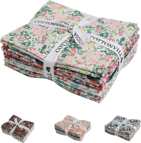 Vista 9 de COTTONVILL Tela de acolchado con estampado de algodón 20 unidades (10 cuartos de galón, 01-Urban Camellia)