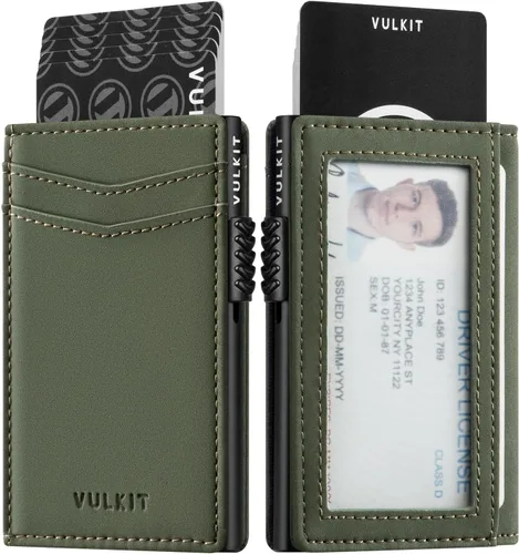 Vista 57 de VULKIT Billeteras delgadas para hombre, con bloqueo RFID, diseño minimalista con capacidad para hasta 11 tarjetas, Negro -, Minimalista