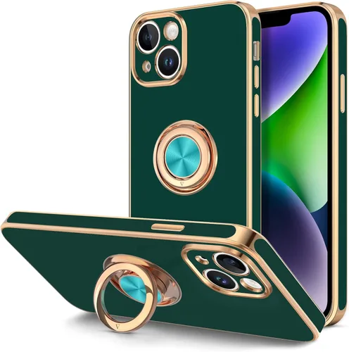 Vista 10 de Hython Funda para iPhone 14 Plus con soporte de anillo [soporte de anillo giratorio de 360° con soporte magnético] [Soporte de montaje en automóvil]
