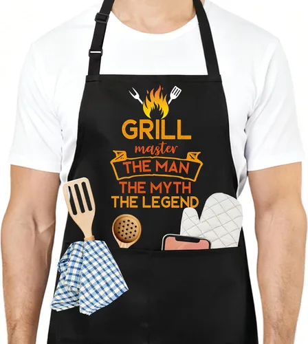 Vista 25 de Divertido delantal de cocina para mujeres y hombres, delantal de cocina para hornear con 2 bolsillos, lindo regalo de cumpleaños, Navidad, día