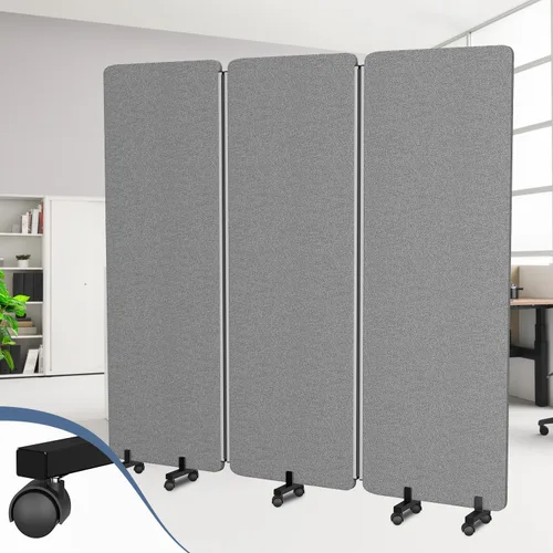 Vista 7 de Divisor de ambientes insonorizado, panel de privacidad con ruedas, divisor de pared de 4 paneles (marco de aluminio) para división de habitaciones