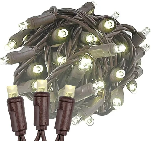 Vista 8 de Novelty Lights Guirnalda de luces LED multicolor de Navidad de 50 pies, 100 luces LED de Navidad de 6 pulgadas de espacio en cable marrón