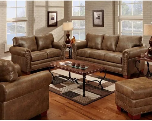Vista 2 de American Furniture Classics Sofá biplaza de microfibra Buckskin en marrón