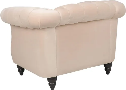 Vista 7 de LEVNARY Sillón Chesterfield de Terciopelo, Sillón Individual de Estilo Moderno de Mediados del Siglo con Respaldo de Botones y Decoración con Beige