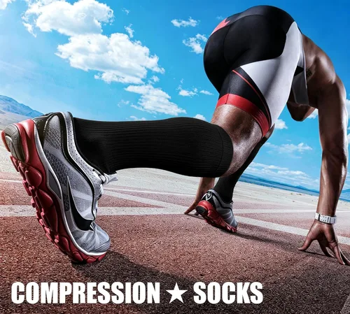 Vista 3 de CHARMKING 3 pares de calcetines de compresión de punta abierta para mujeres y hombres, circulación de 15-20 mmHg es el mejor apoyo para uso durante
