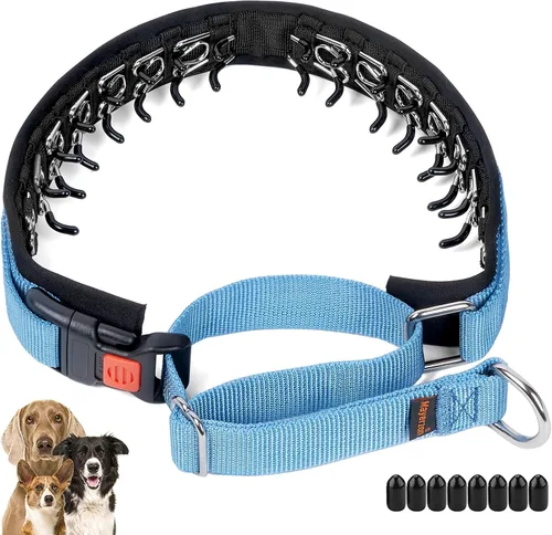 Vista 11 de Mayerzon Collar para perro, patentado Martingala, collar antitirones para perros pequeños, medianos y grandes, con hebilla para paseo y Negro