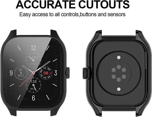 Vista 3 de Paquete de 2 protectores de pantalla compatibles con Amazfit GTS 4 Mini, pantalla de vidrio templado + fundas protectoras de policarbonato mate